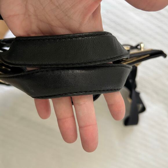 DKNY Women 2009 Leather Nylon Purse Black Shoulder Bag Designer Y2K Minimalist - Picture 10 of 12